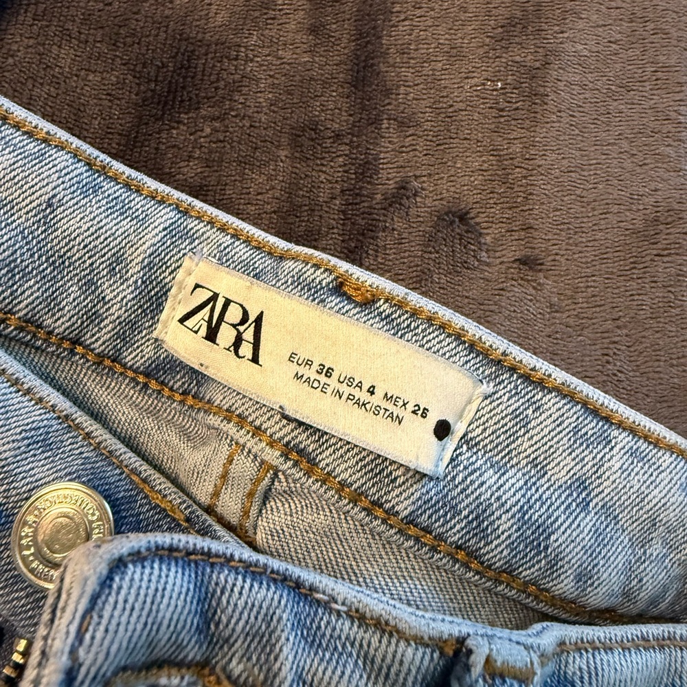 Zara Women's Straight Leg Jeans - Light Blue